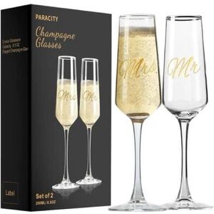 SOLD!!!! PARACITY Mr and Mrs Wedding Champagne Flutes Set of 2